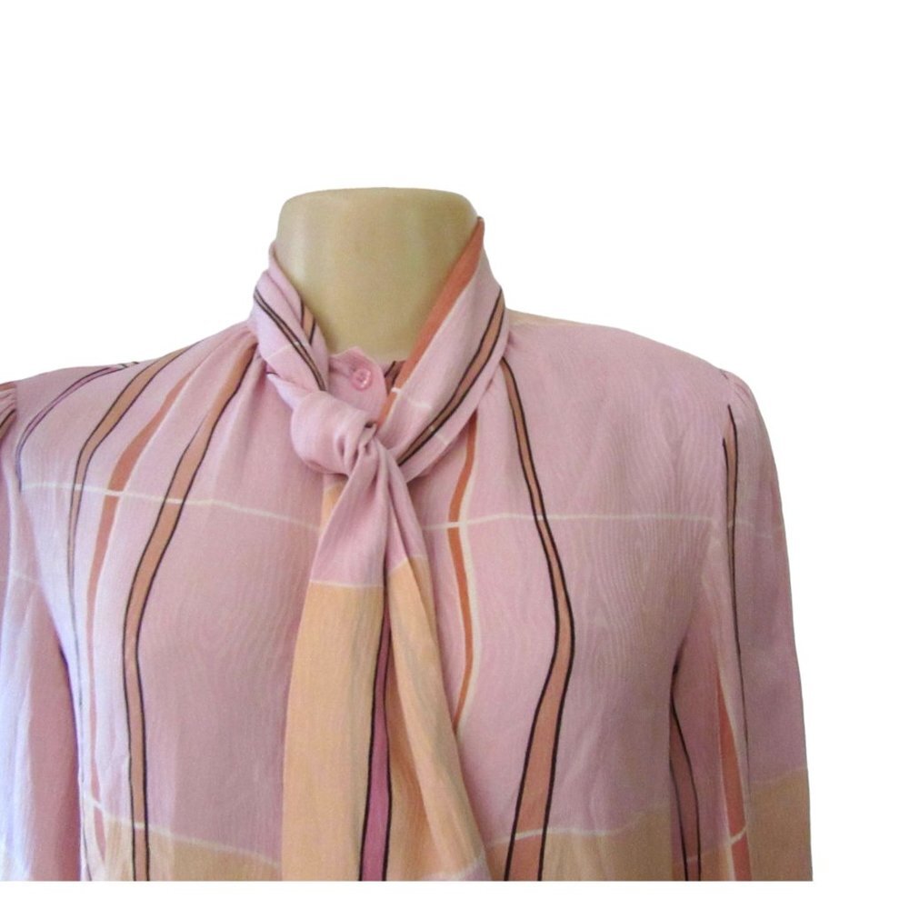 Vtg. Francesca of Damon for Slarington Silk Button Down Long Sleeve Blouse Sz 8 - Picture 2 of 6